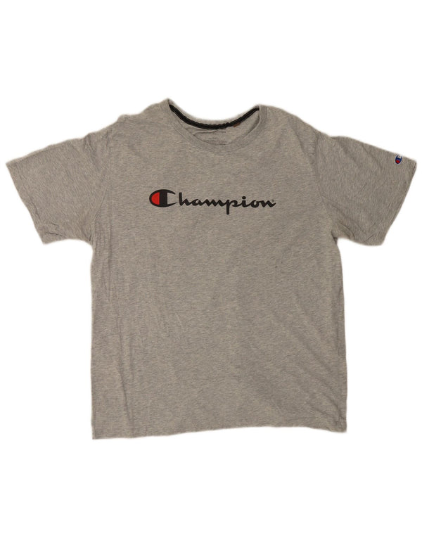 Champion Herre Grafisk T-Shirt Top 2XL Grå Bomuld