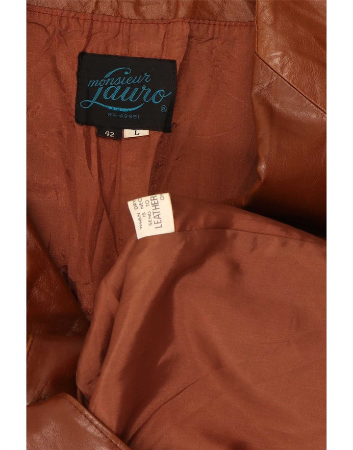 Vintage Herre 3-knaps Læder Blazer Jacket UK 40 Large Brown