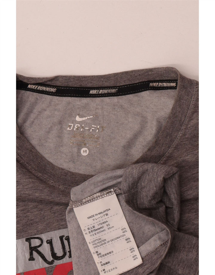 Nike Herre Dri Fit grafisk T-shirt top mellemgrå bomuld