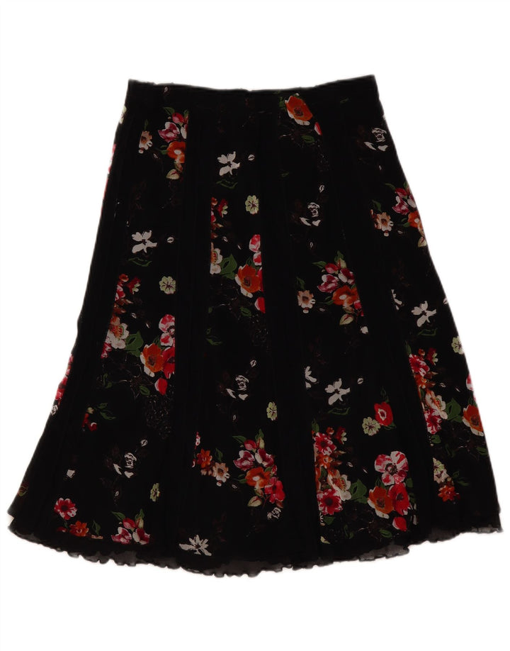 Vintage A-Line nederdel til kvinder W28 Medium Black Floral