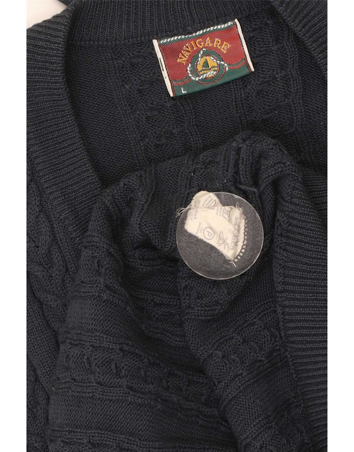 Navigare Cardigan sweater til mænd Stor marineblå uld