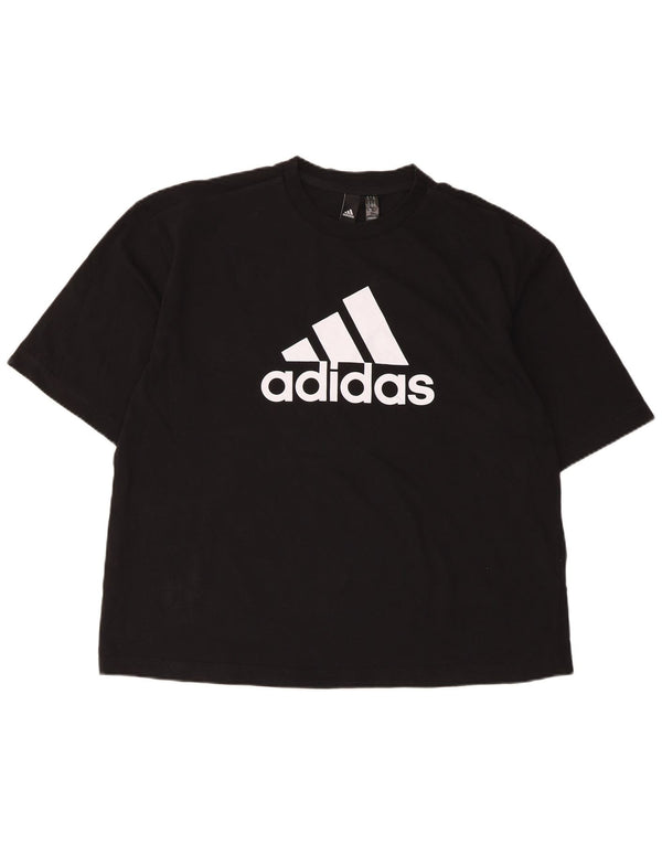 Adidas Herre Grafisk T-Shirt Top UK 12/14 Medium Sort Bomuld