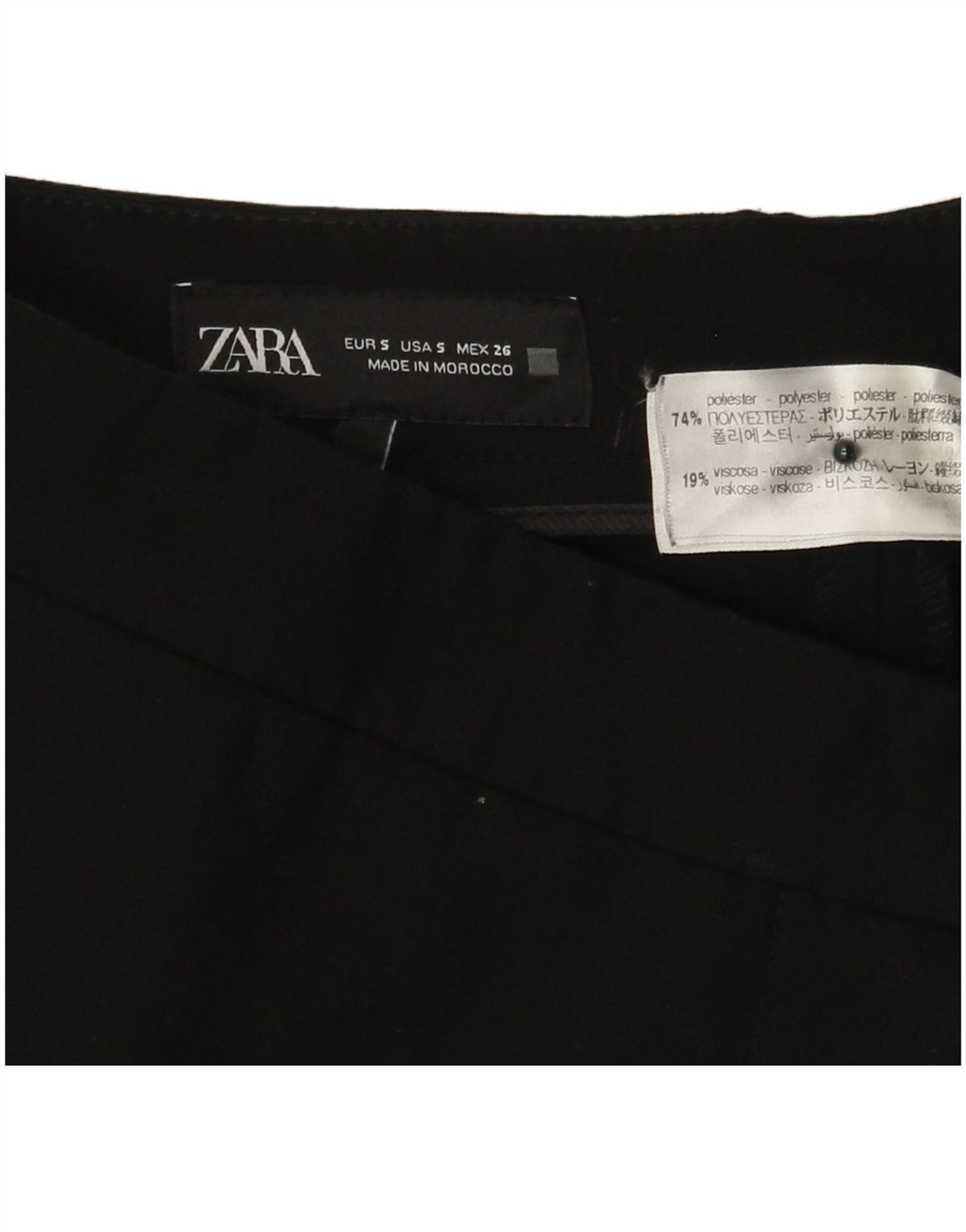 ZARA Dame Bootcut Suit Bukser Small W26 L32 Sort Polyester