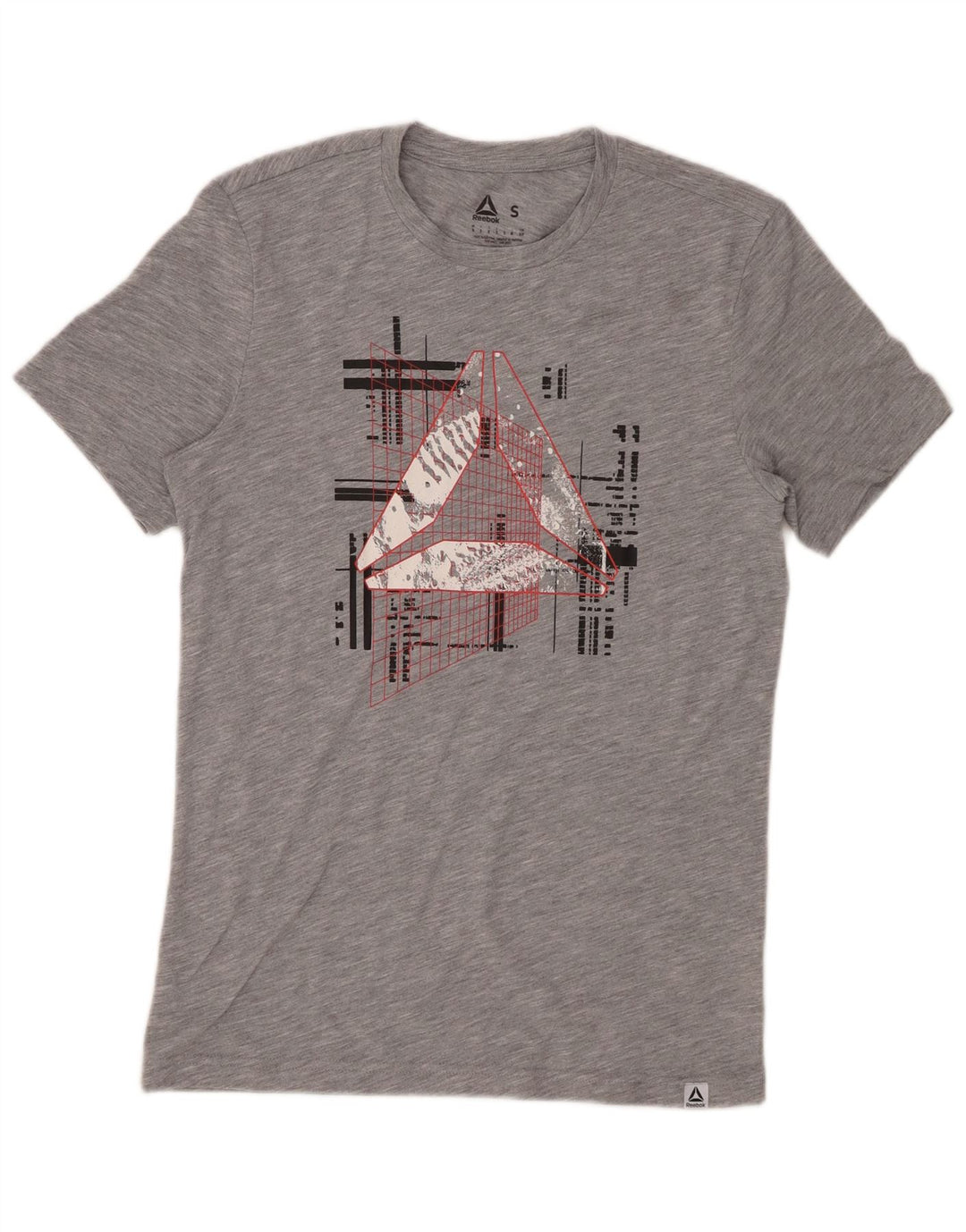 REEBOK Herre grafisk T-shirt Top Lille grå Flecked Polyester