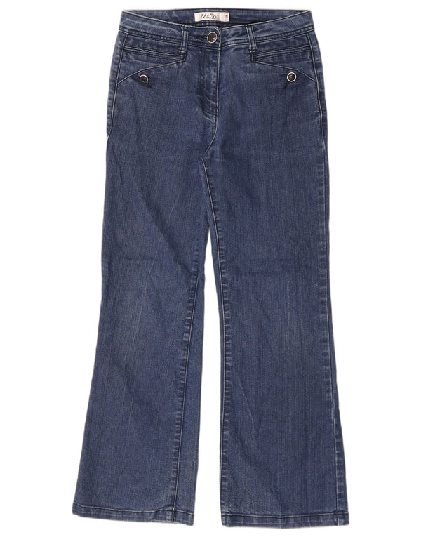 M&Co Dame Bootcut Jeans UK 10 Small W28 L28 Blue Viscose