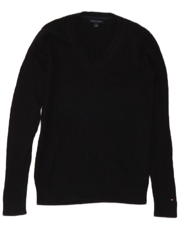 TOMMY HILFIGER Dame sweater med V-hals UK 10 Lille Sort