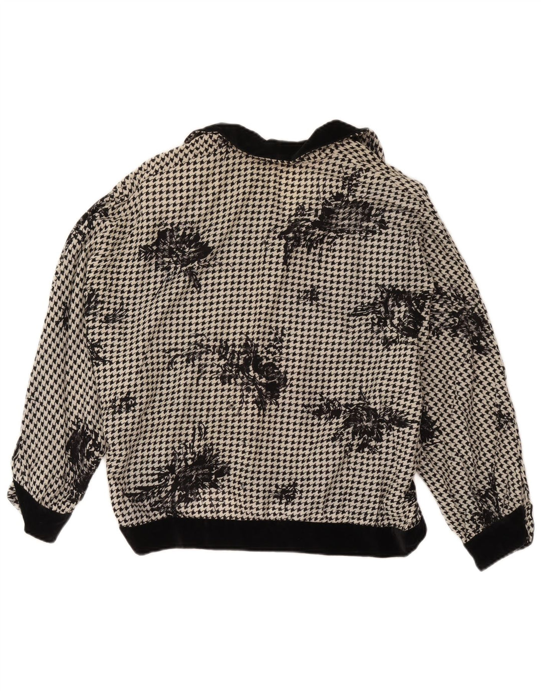 Vintage Dame Oversized Bluse Top UK 18 XL Black Houndstooth