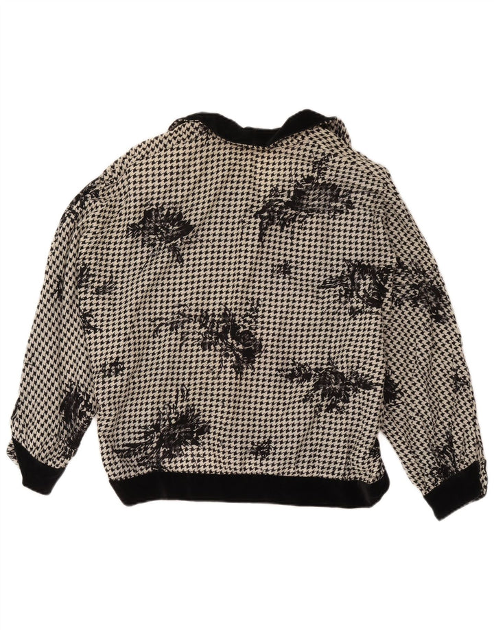 Vintage Dame Oversized Bluse Top UK 18 XL Black Houndstooth