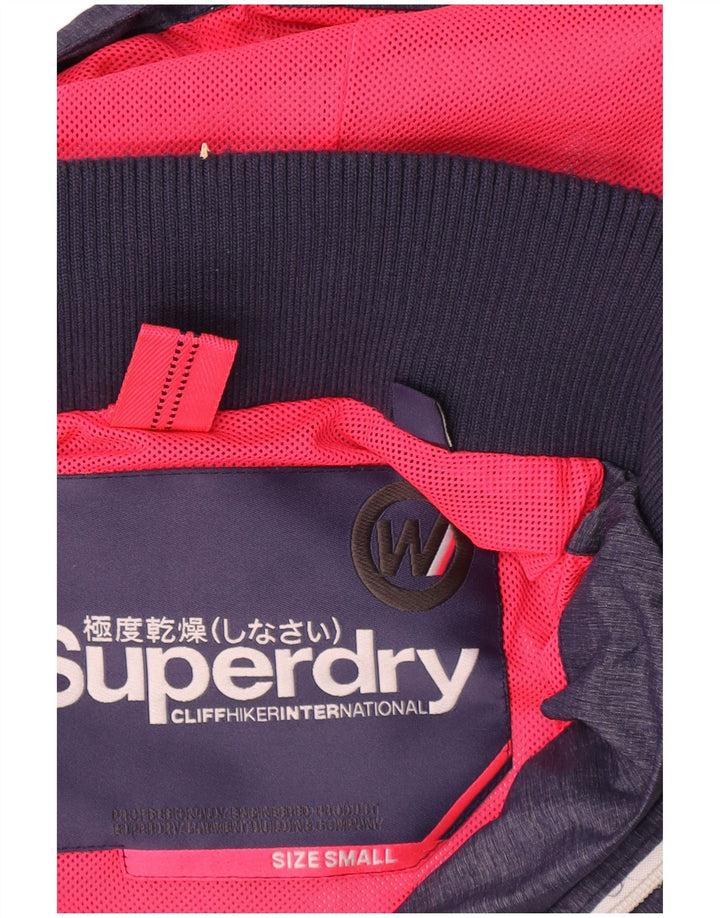 Superdry Regnjakke med hætte til kvinder UK 10 Lille marineblå nylon