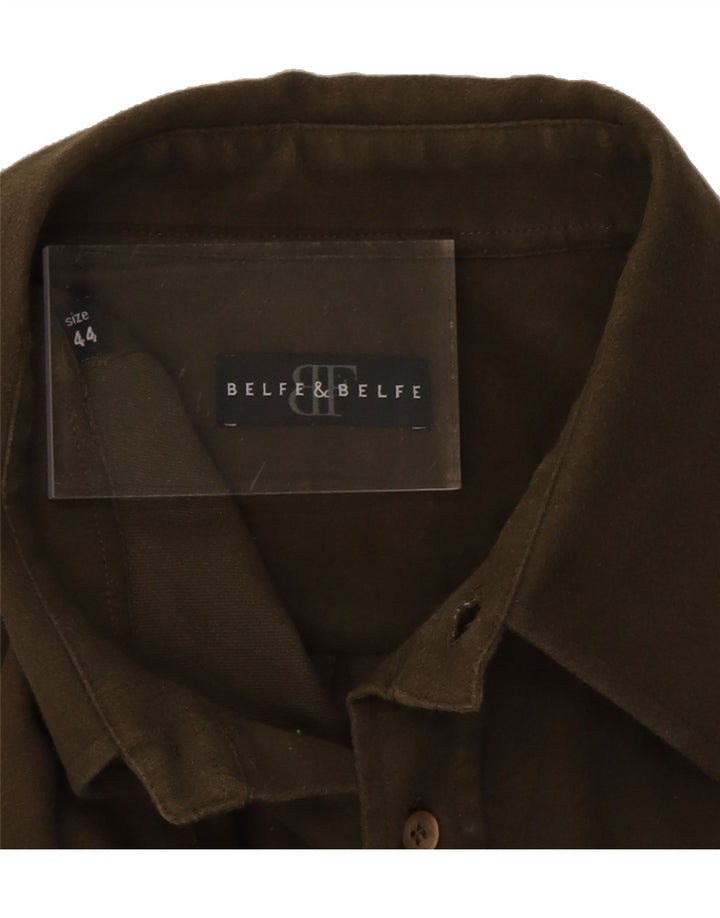 BELFE & BELFE Mens Shirt Size 44 XL Khaki Cotton Vintage Belfe & Belfe and Second-Hand Belfe & Belfe from Messina Hembry 