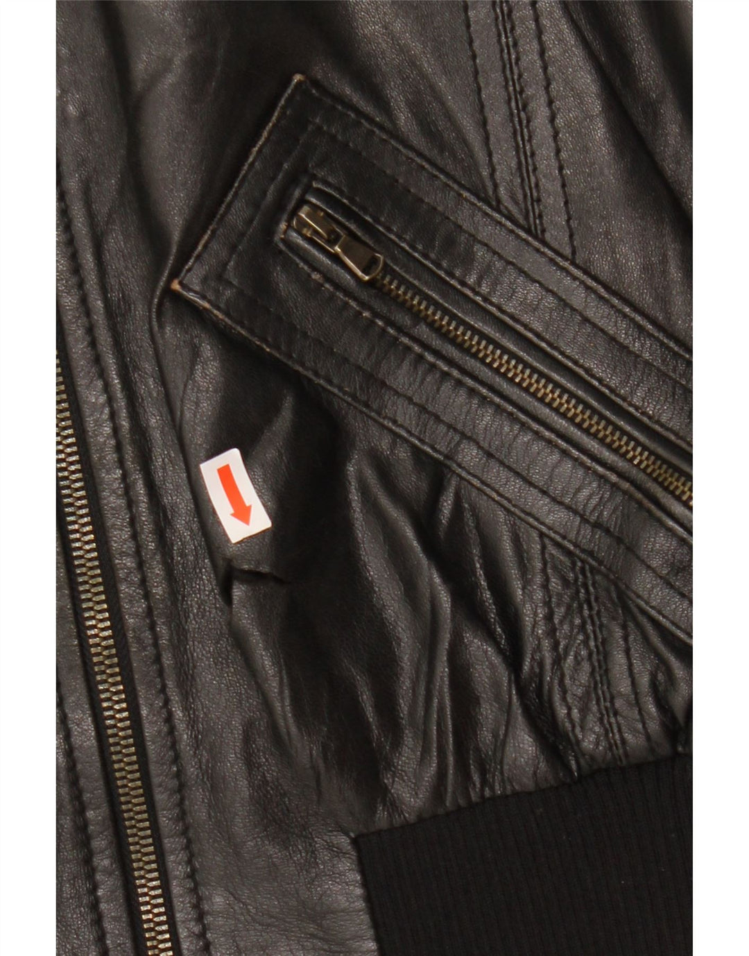 CINTI Womens Crop Bomber Læderjakke IT 46 Stor sort læder