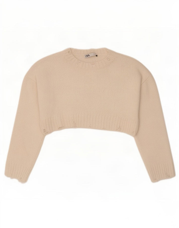 Zara Womens Oversized Bolero Jumper UK 10 Small Off White Polyester