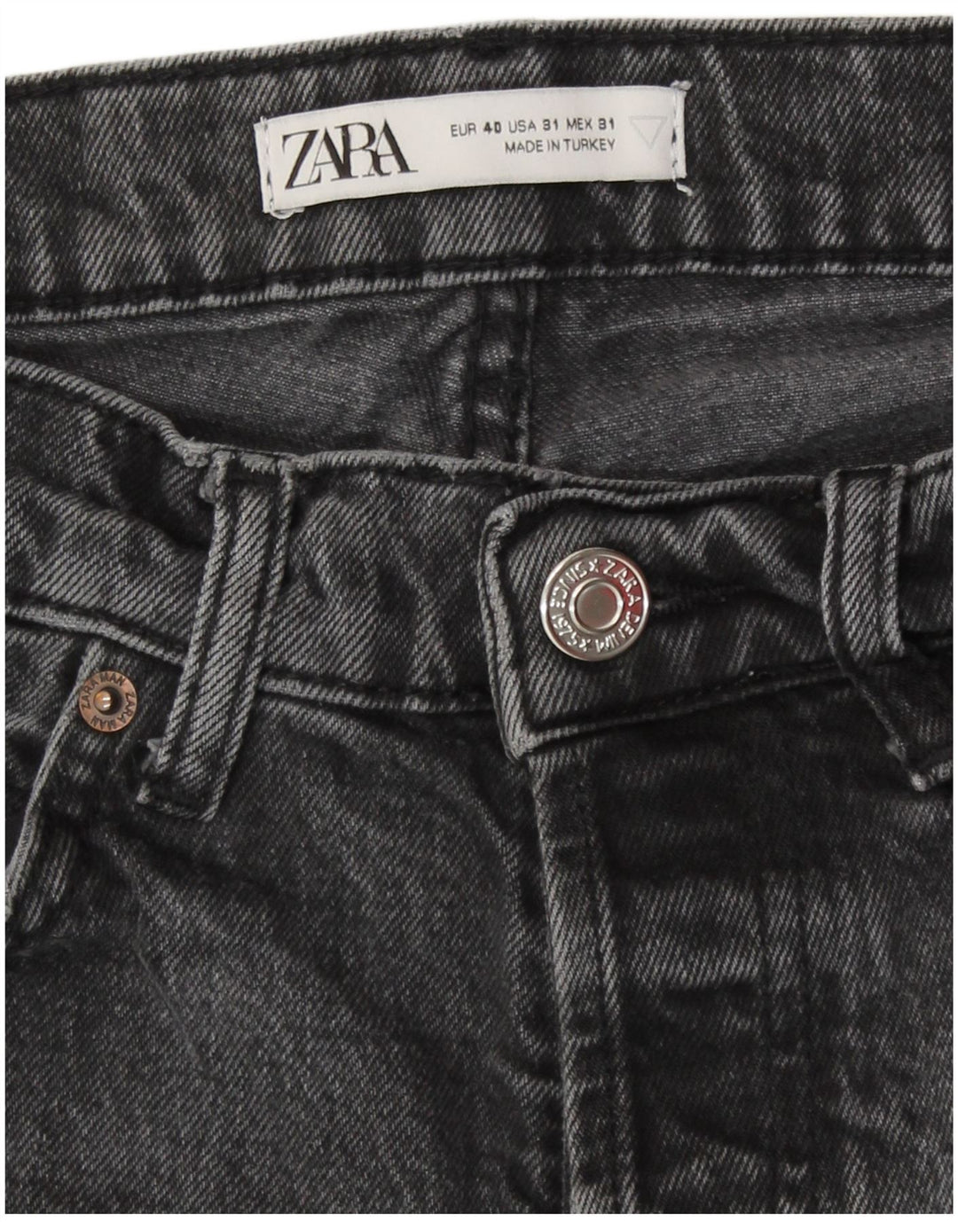 Zara Dame Straight Jeans EU 40 Medium W30 L27 Grå Bomuld