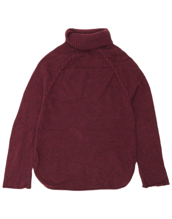 Jigsaw Dame Rullehals Jumper Sweater UK 6 XS Burgundy Wool