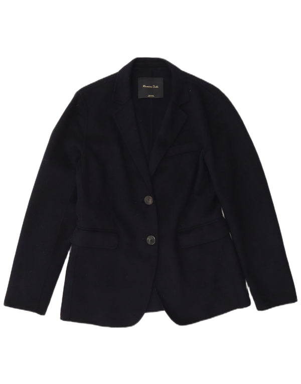 Massimo Dutti Dame 2-knaps blazerjakke EU 38 Lille marineblå uld