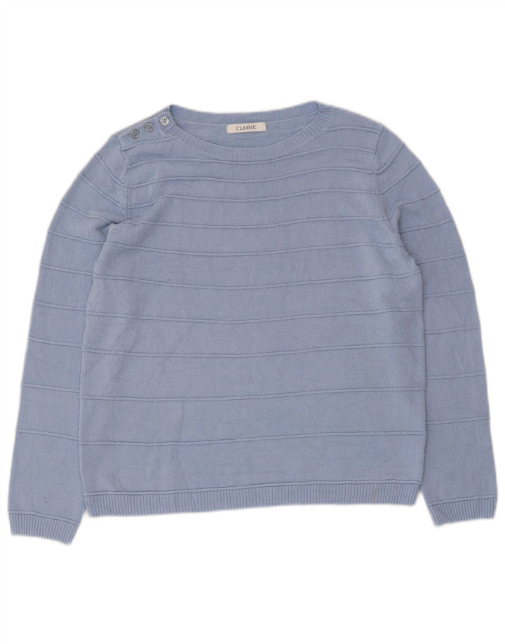 Marks & Spencer Dame Classic Boat Neck Jumper Sweater UK 12 Medium Blue