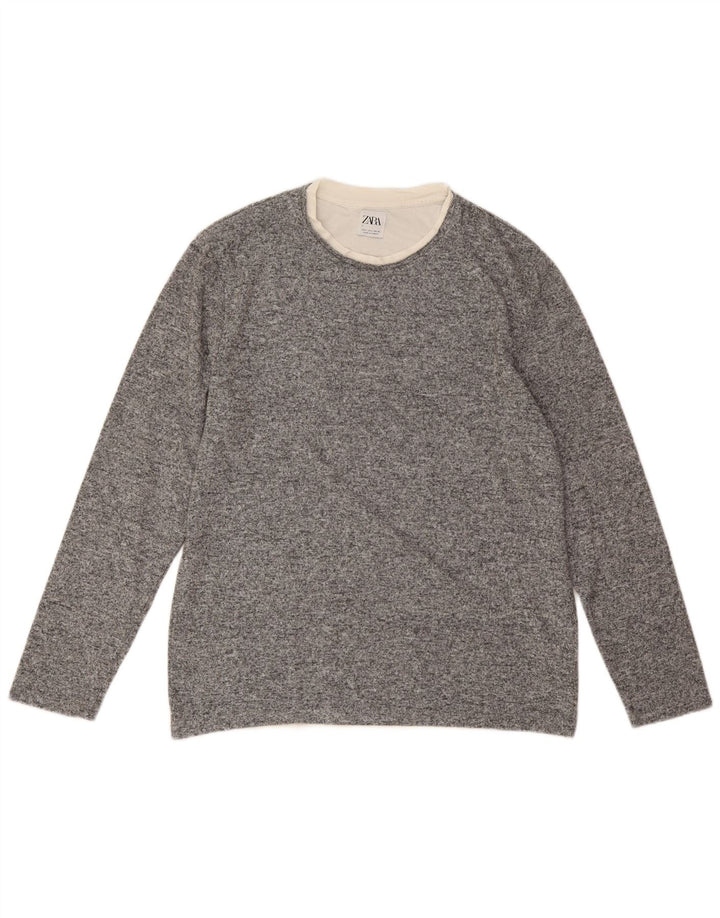 Zara Dame Jumper Sweater UK 16 Stor Grå Polyester