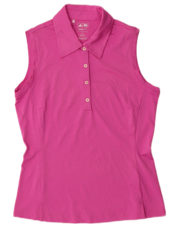 Adidas Dame Climalite ærmeløs polo shirt UK 10 Small Pink