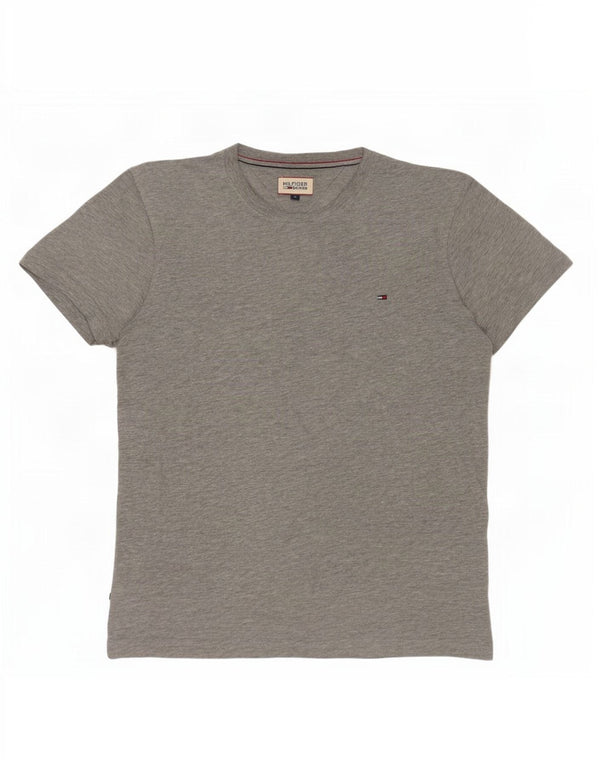 Tommy Hilfiger Dame T-Shirt Top UK 16 Stor Grå Bomuld