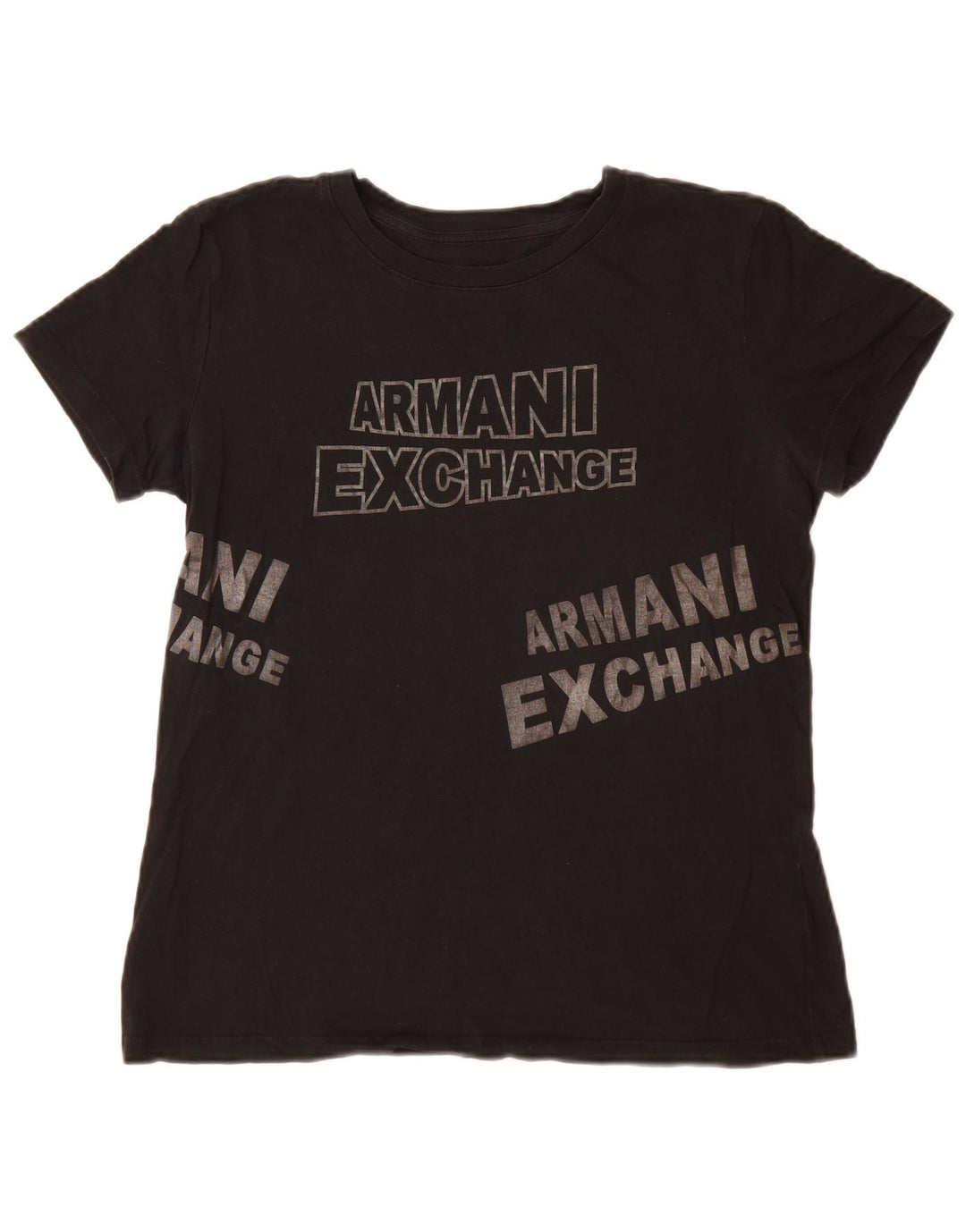 Armani Exchange Dame Grafisk T-Shirt Top UK 14 Medium Sort