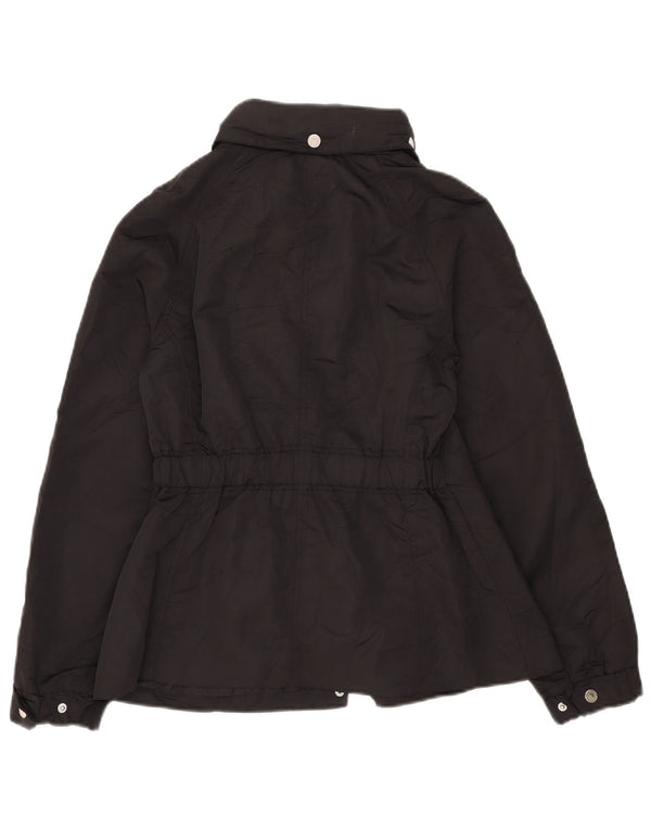 Massimo Dutti Dame Hætte Vindjakke UK 14 Medium Sort Polyester
