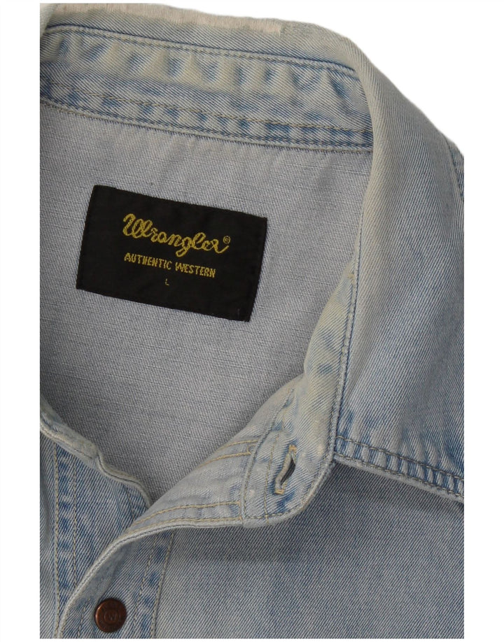 WRANGLER Denimskjorte til mænd, stor blå