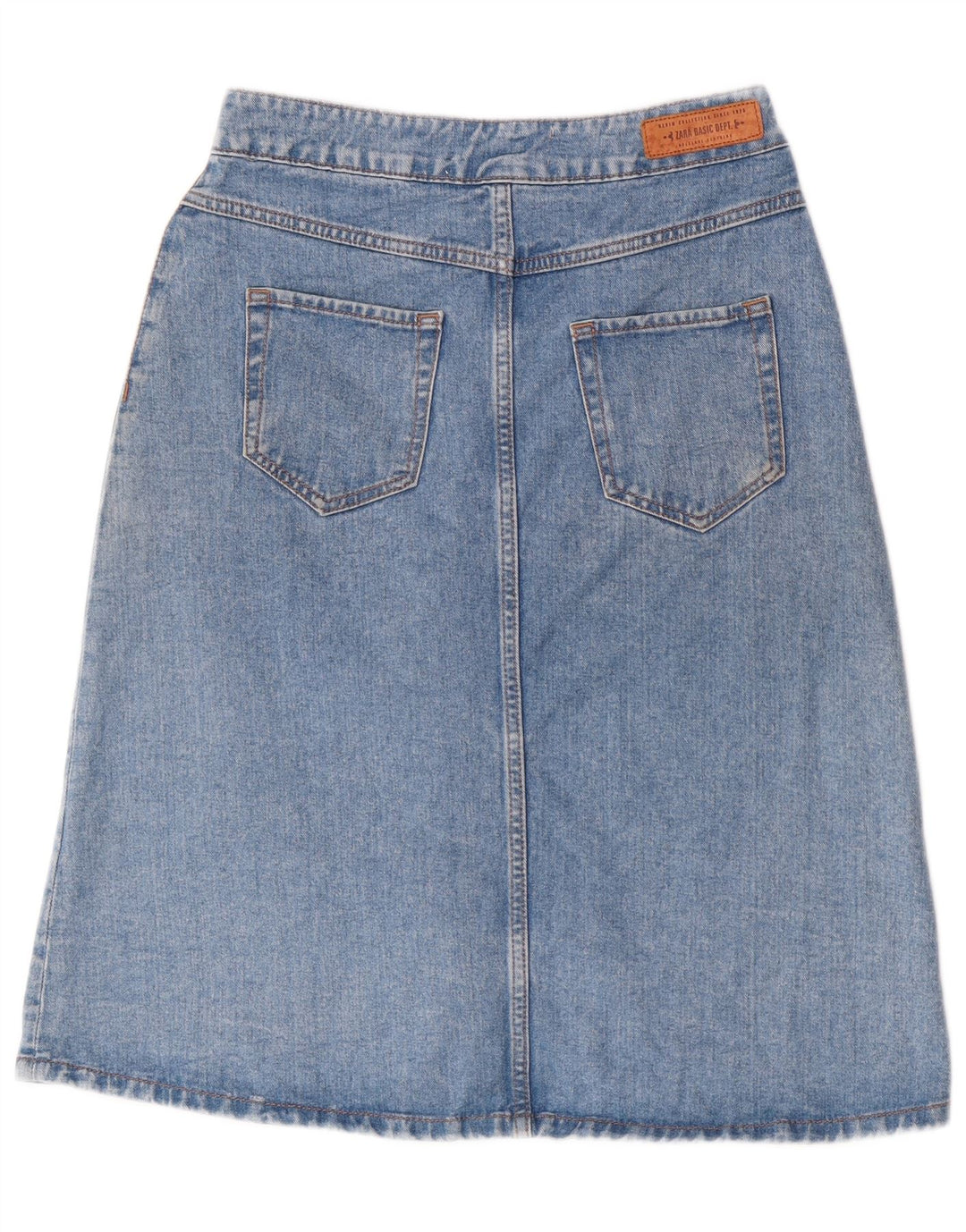 Zara Dame Denim Nederdel Small W28 Blå