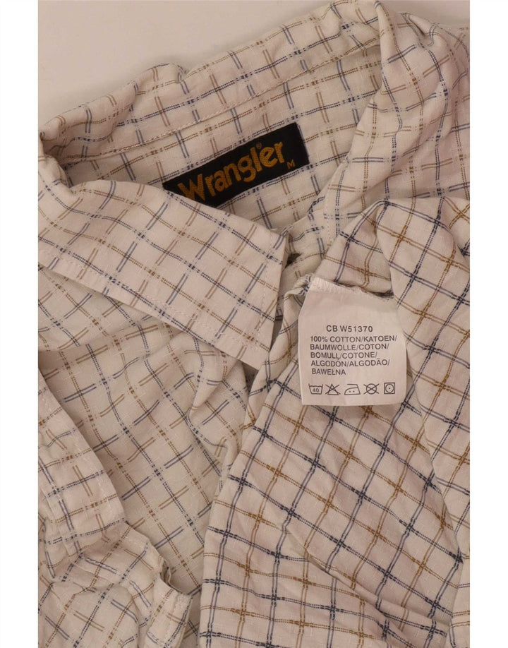 Wrangler kortærmet herreskjorte med normal pasform Medium hvid plaid bomuld