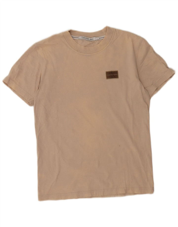Calvin Klein Jeans Herre T-Shirt Top Lille Beige