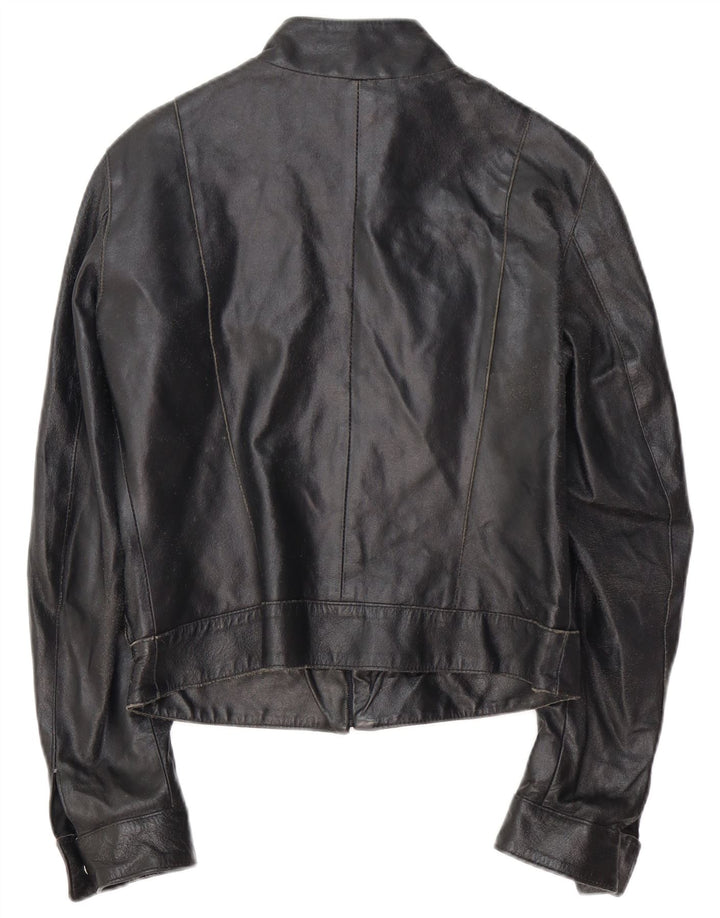 VINTAGE Racerjakke i læder til kvinder IT 42 Medium Sort læder