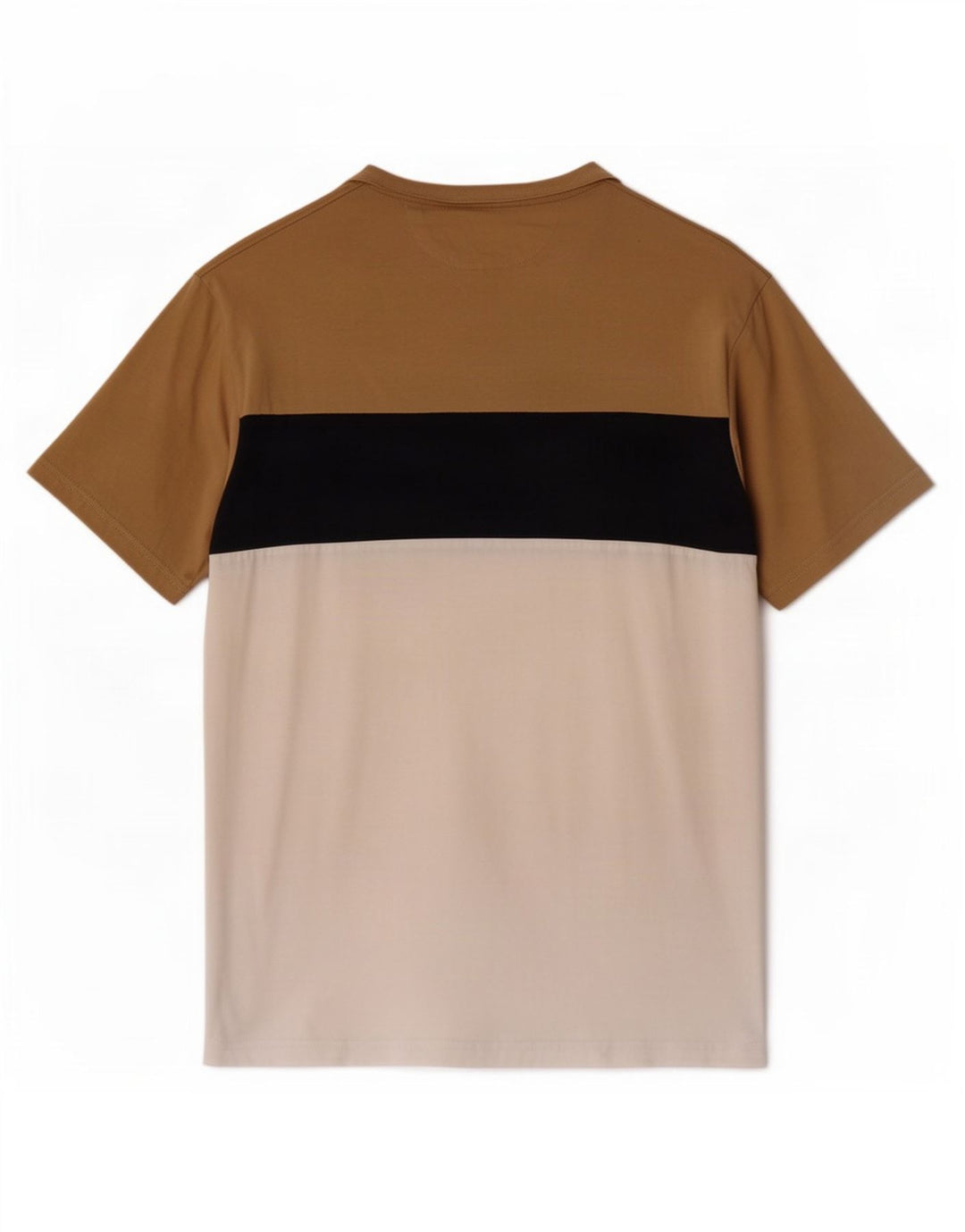 Zara Herre T-shirt Top Medium Beige Colourblock Bomuld