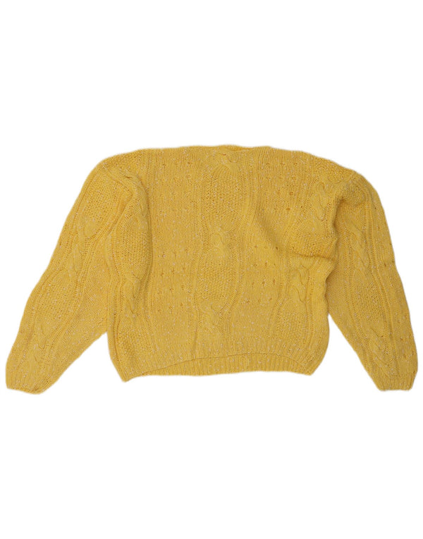 VINTAGE Dame Boat Neck Jumper Sweater UK 14 Large Yellow