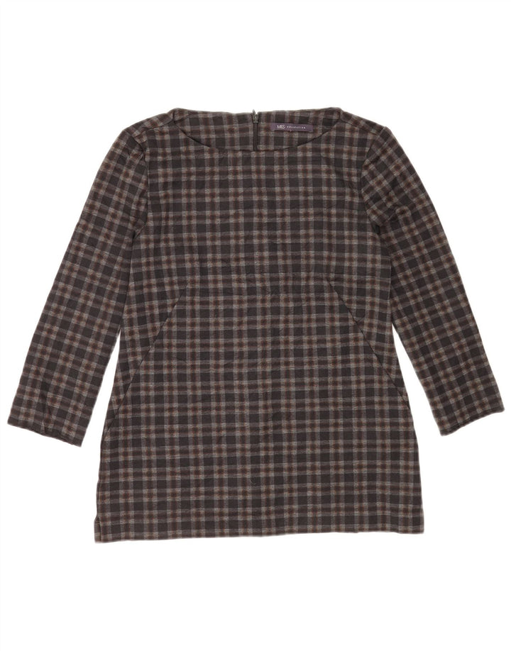 Marks & Spencer damebluse med 3/4 ærmer UK 8 lille grå ternet