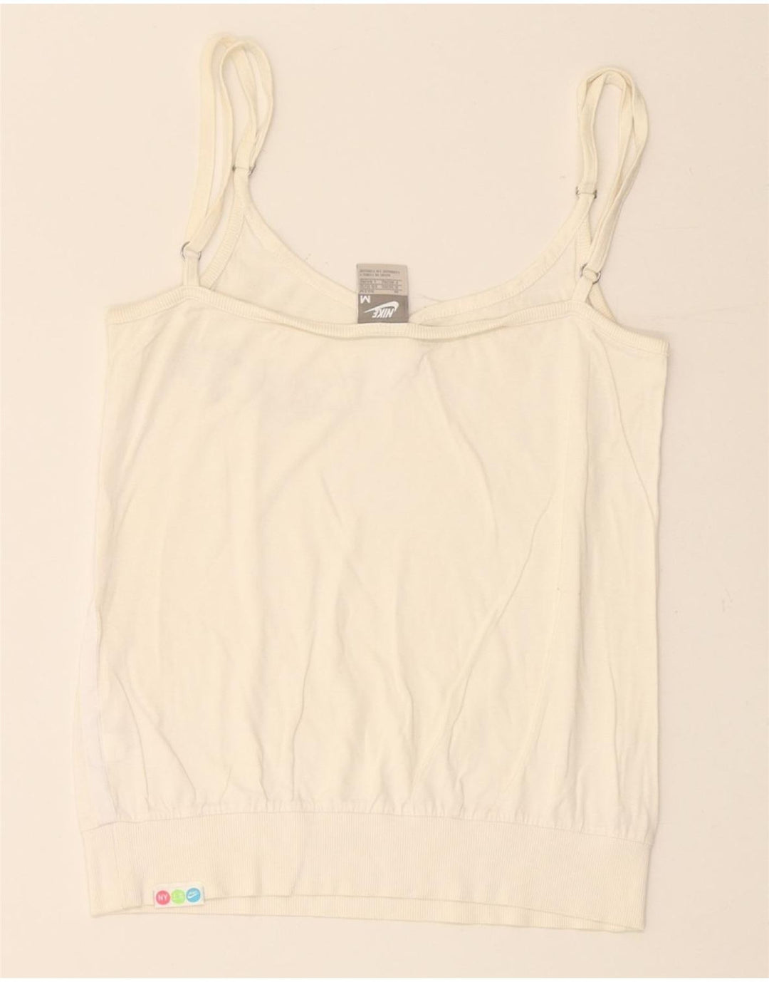 NIKE Womens Crop Graphic Cami Top UK 10/12 Medium Off White