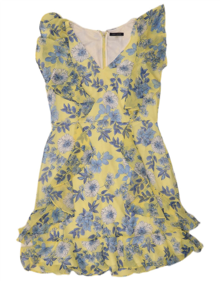 TOMMY HILFIGER A-line kjole til kvinder US 8 Medium Yellow Floral Polyester