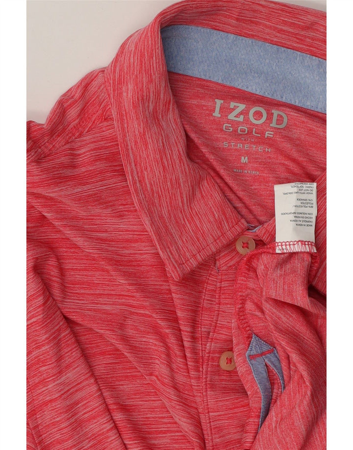 Izod Poloshirt til mænd Medium rød nålestribet polyester