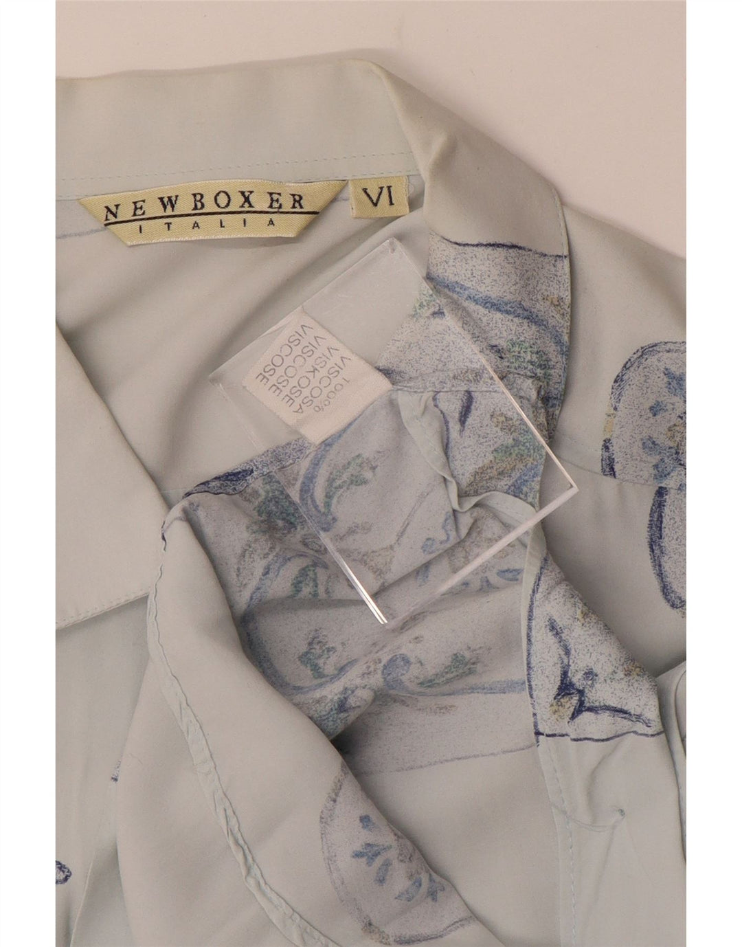 VINTAGE herreskjorte XL blå geometrisk viskose