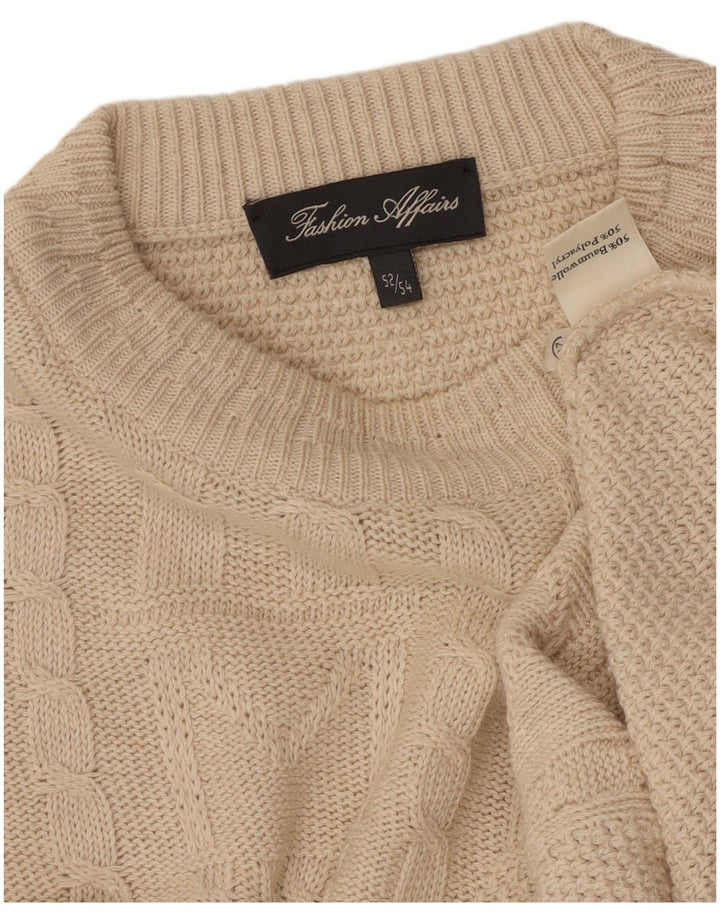 VINTAGE Herre sweater med rund hals EU 52/54 Stor beige bomuld