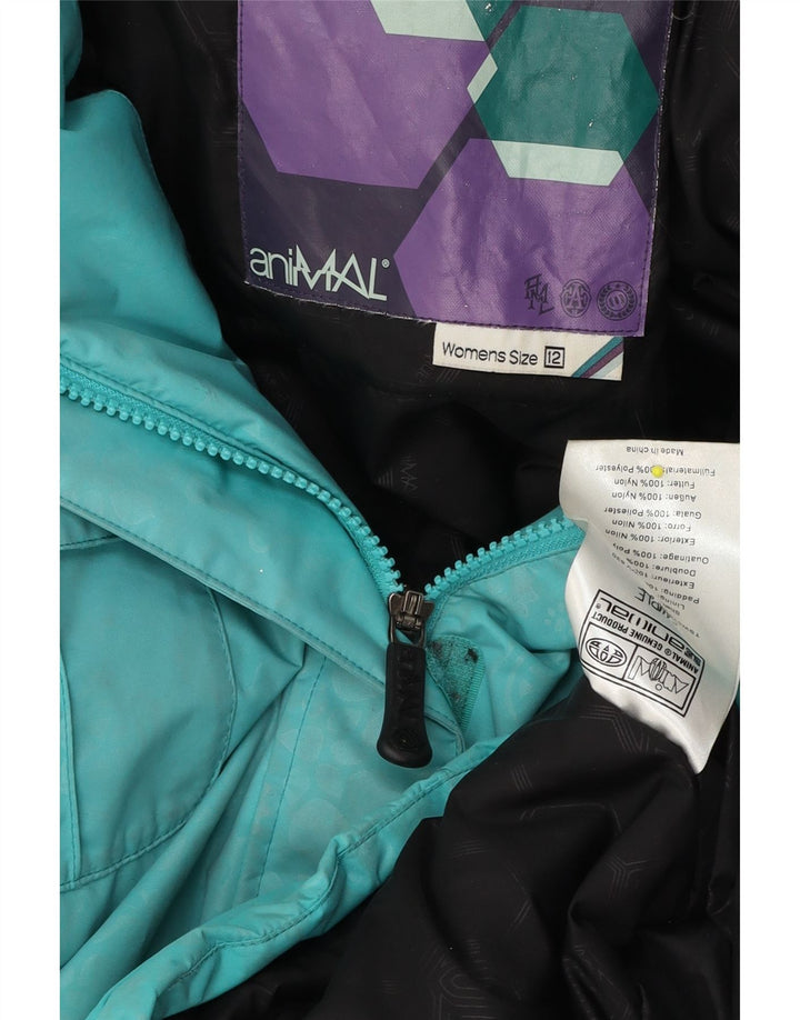Animal Dame Hooded Windbreaker Jacket UK 12 Medium Turkis Nylon