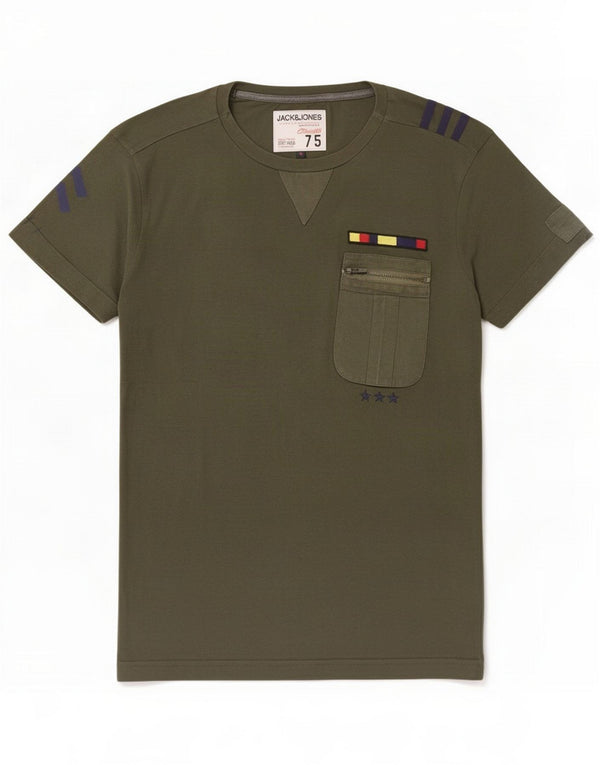 Jack & Jones Herre T-shirt Top Small Khaki Cotton