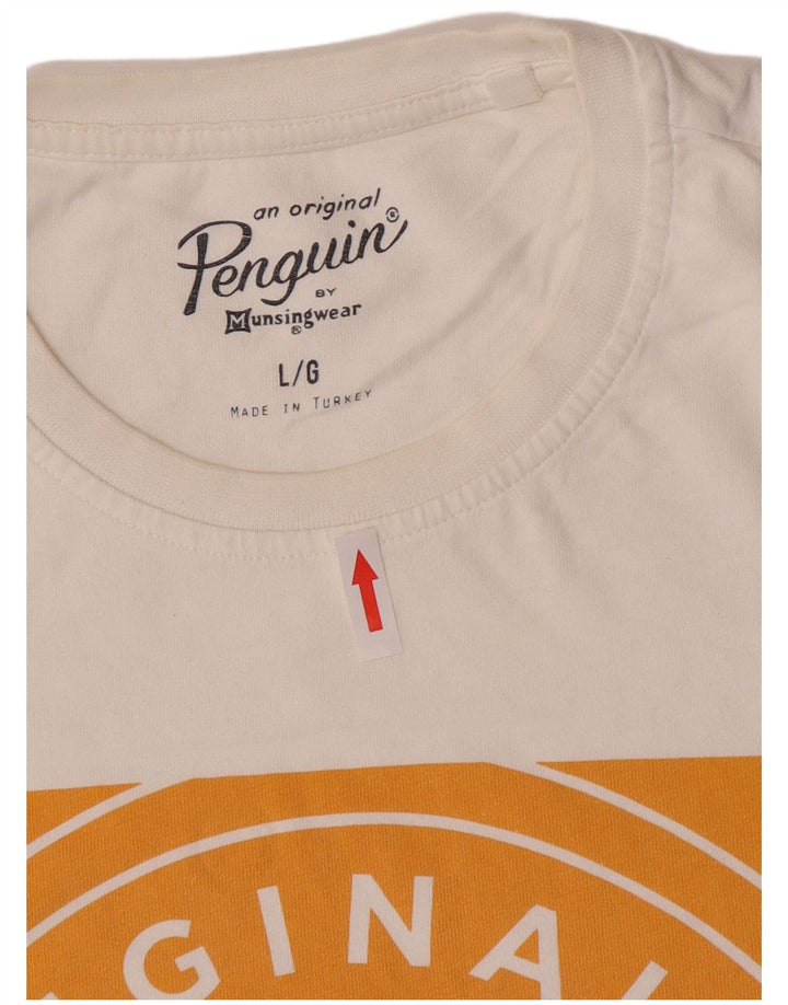 Penguin Herre Grafisk T-Shirt Top Stor Hvid Bomuld