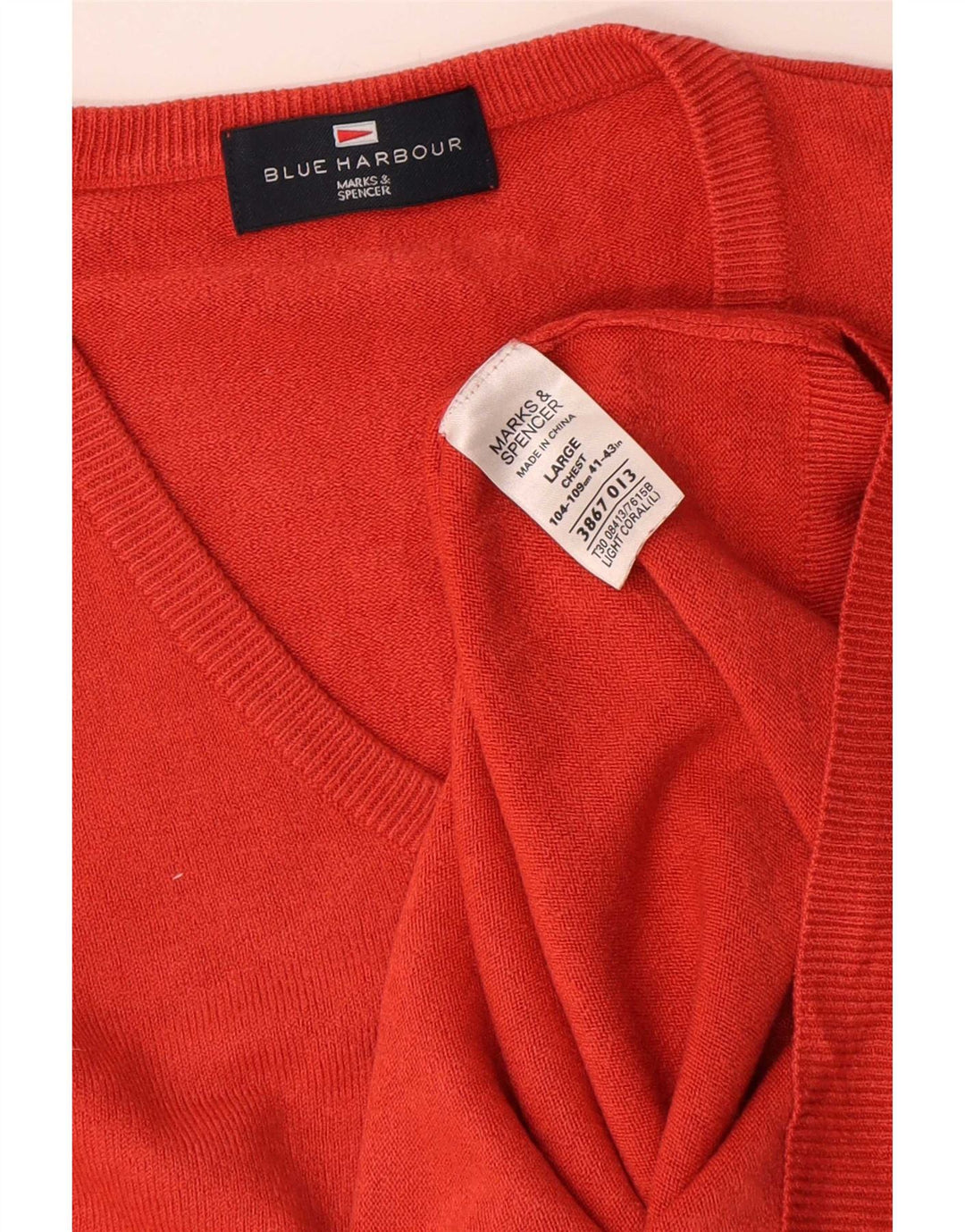 Marks & Spencer Herre Blue Harbor V-hals sweater Stor rød akryl