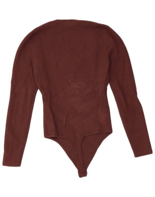Abercrombie & Fitch langærmet bodysuit til kvinder UK 4 XS brun viskose
