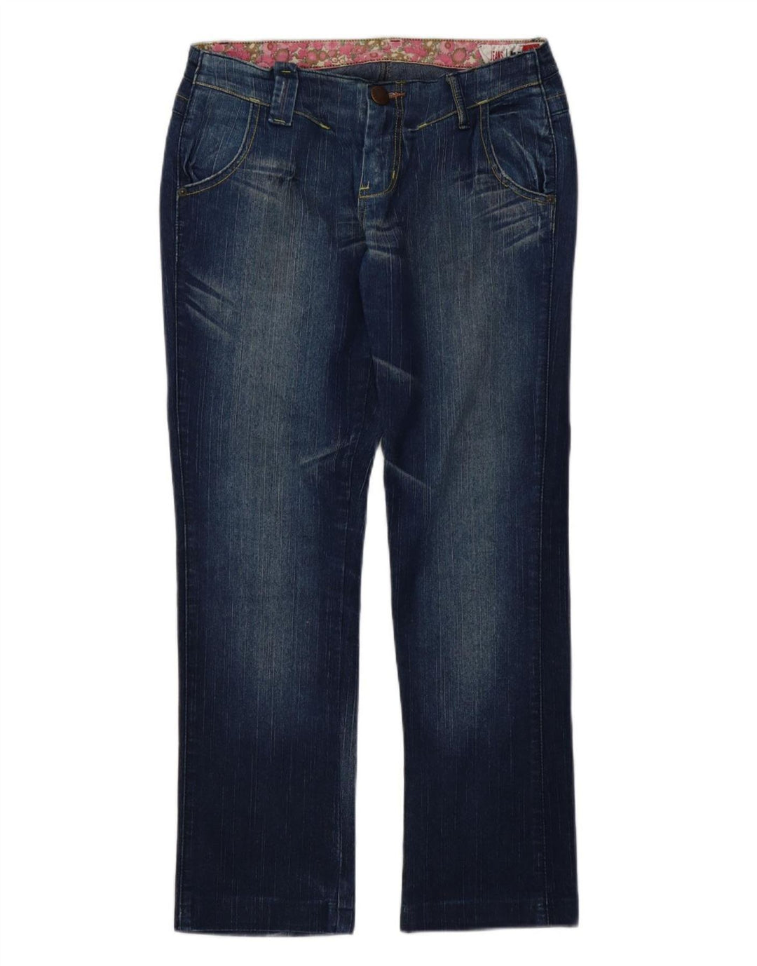 Mandorlina Dame Grafisk Bootcut Jeans W29 L28 Marineblå Bomuld
