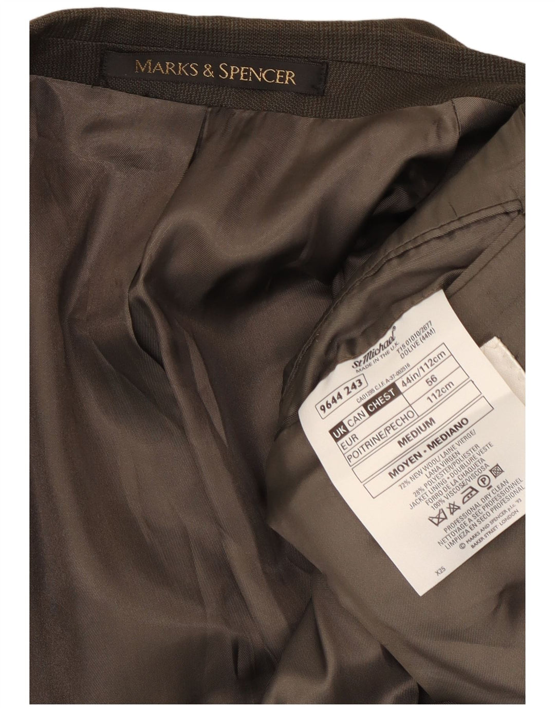 Marks & Spencer Herre Double Breasted Blazer Jacket UK 44 XL Grøn ternet