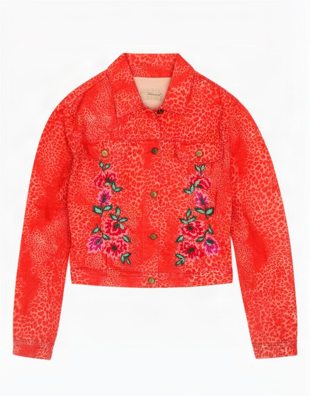 Blumarine Dame denimjakke IT 40 Lille rødt dyreprint
