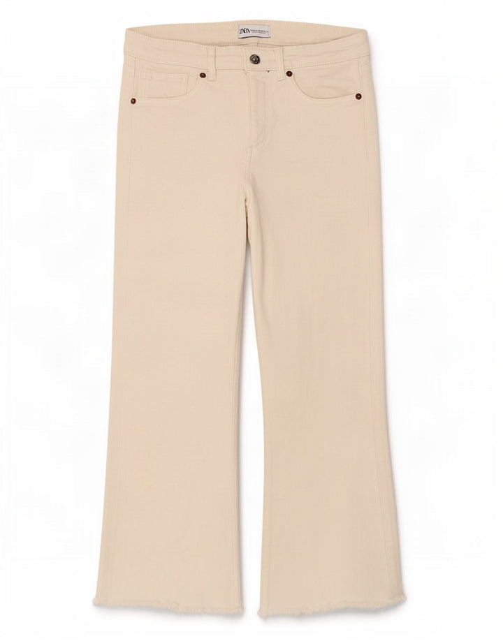Zara Dame Cropped Jeans EU 40 Medium W30 L23 Hvid