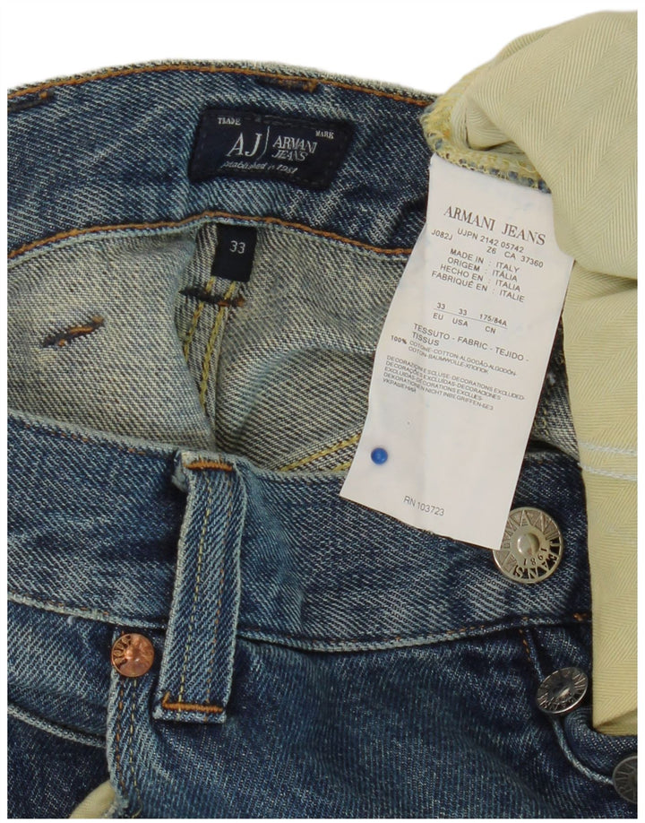 ARMANI Herre Regular Straight Jeans W33 L34 Blå Bomuld