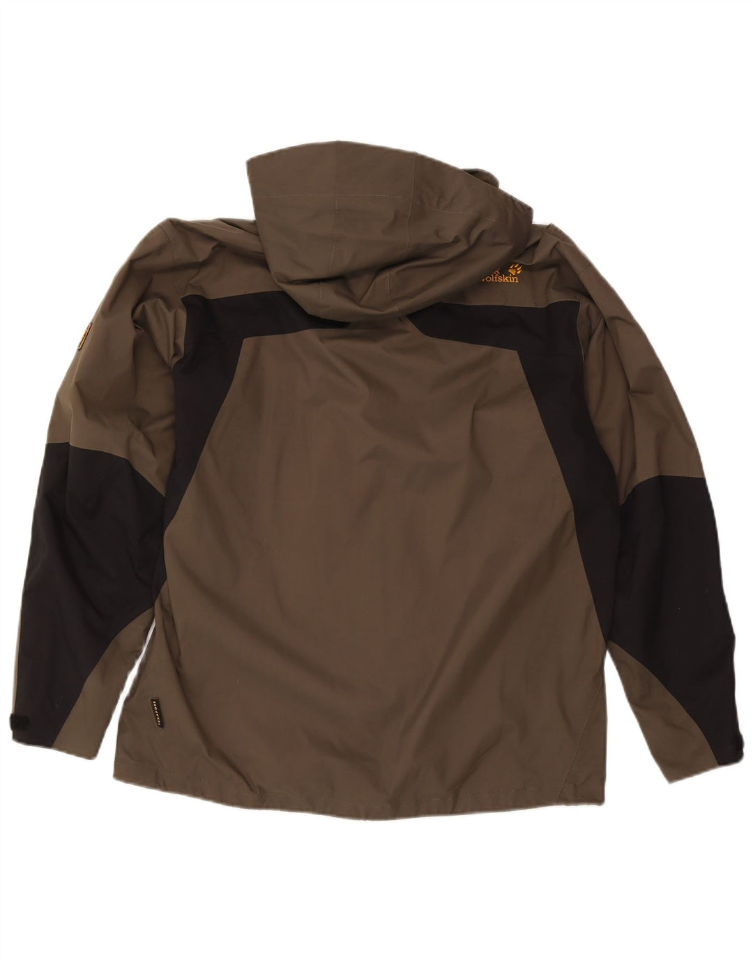Jack Wolfskin Regnjakke med hætte til mænd UK 36/38 Medium Khaki Colourblock