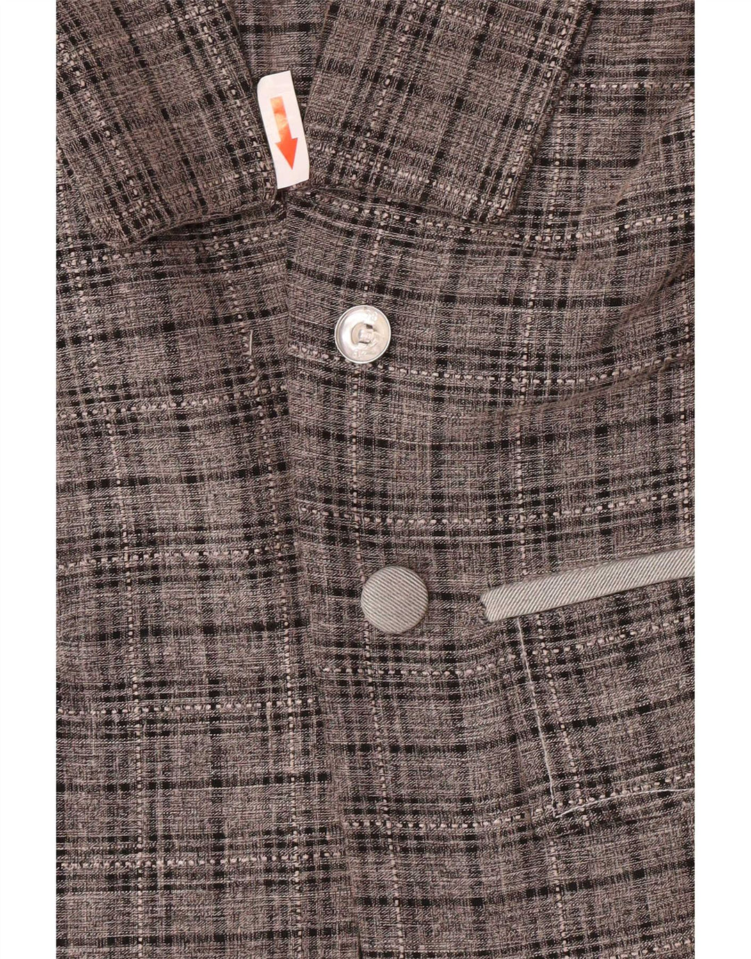 Vintage Womens Longline Open Blazer Jacket UK 14 Medium Grey Plaid